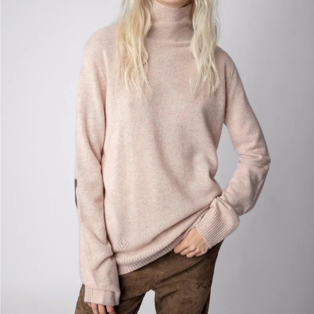 Zadig & Voltaire 100% Cashmere Sweater Ginni WS Patch Stars Pink Size M